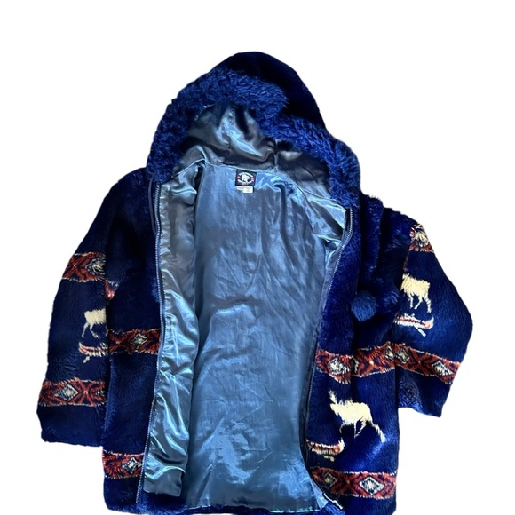 Vintage Northern Lifestyles Canada Fuzzy Reindeer Zip Front Hoody Jacket XS - Picture 4 of 16